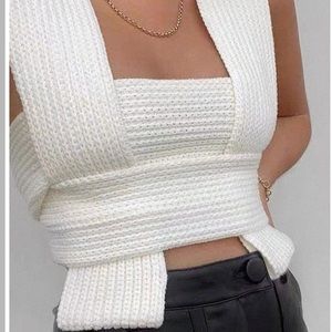 Multi way tie sweater tank top